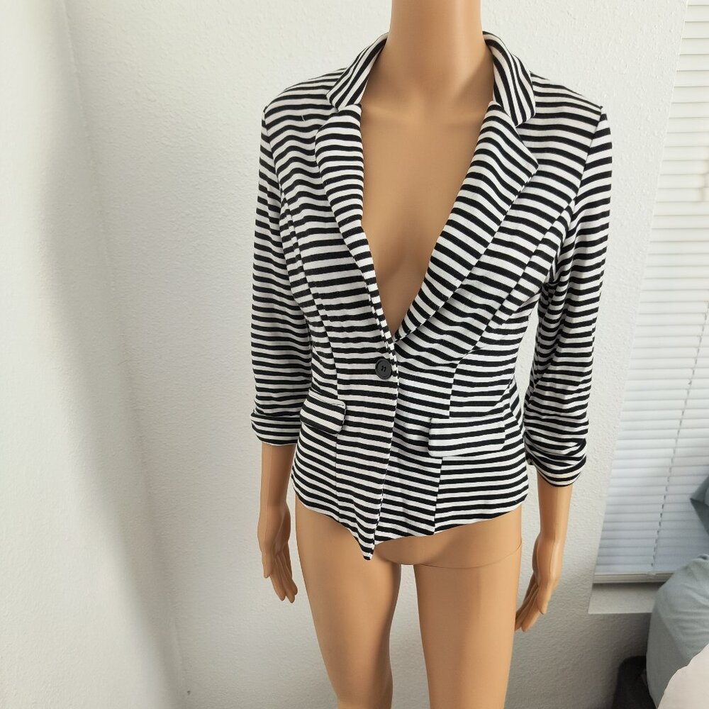 Black and White Striped Blazer